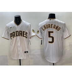Men San Diego Padres 5 Ramon Laureano White Cool Base Stitched Baseball Jersey Men San Diego Padres 5 Ramon Laureano White Cool Base Stitched Baseball Jersey