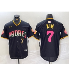 Men San Diego Padres 7 Ha Seong Kim Black Cool Base Stitched Baseball Jersey 1