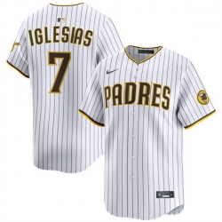 Men San Diego Padres 7 Jose Iglesias White 2024 Home Limited Stitched Baseball Jersey