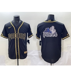 Men San Diego Padres Team Big Logo Black Gold Stitched Baseball Jersey Men San Diego Padres Team Big Logo Black Gold Stitched Baseball Jersey