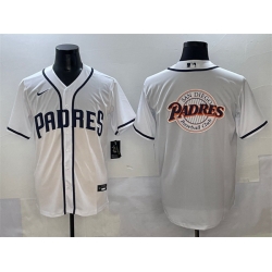 Men San Diego Padres Team Big Logo White Cool Base Stitched Baseball Jersey 002