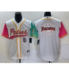 Men San Diego Padres White Team Big Logo City Connect Cool Base With Patch Stitched Baseball Jersey