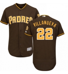 Mens Majestic San Diego Padres 22 Christian Villanueva Brown Alternate Flex Base Authentic Collection MLB Jersey