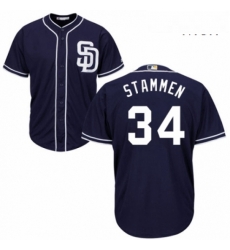 Mens Majestic San Diego Padres 34 Craig Stammen Replica Navy Blue Alternate 1 Cool Base MLB Jersey 