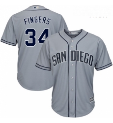 Mens Majestic San Diego Padres 34 Rollie Fingers Replica Grey Road Cool Base MLB Jersey