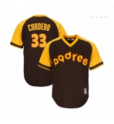 Mens San Diego Padres 33 Franchy Cordero Replica Brown Alternate Cooperstown Cool Base Baseball Jersey 