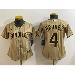 Women San Diego Padres 4 Luis Arraez Tan Stitched Baseball Jersey 