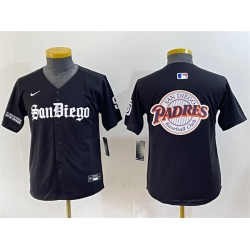 Youth San Diego Padres Team Big Logo Black Gothic Edition Vapor Limited Stitched Baseball Jersey 1