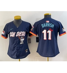 Youth San Diego Padres X Hello Kitty  11 Yu Darvish Obsidian 2026 City Connect Stadium Stitched Baseball Jersey