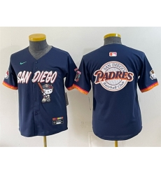 Youth San Diego Padres X Hello Kitty Team Big Logo Obsidian 2026 City Connect Stadium Stitched Baseball Jerseys Youth San Diego Padres X Hello Kitty Team Big Logo Obsidian 2026 City Connect Stadium Stitched Baseball Jerseys