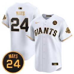 Men San Francisco Giants 24 Willie Mays White Gold Stitched Baseball Jersey