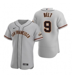 Men's San Francisco Giants #9 Brandon Belt Gray Road Jersey