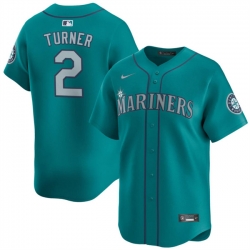 Men Seattle Mariners 2 Justin Turner Aqua Alternate Limited Stitched Jersey