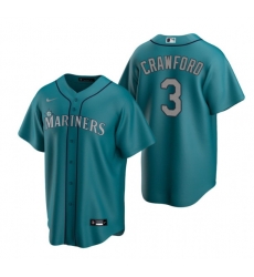 Men Seattle Mariners 3 J P  Crawford Aqua Cool Base Stitched Jersey