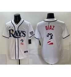 Men Tampa Bay Rays  2 Yandy Diaz White 2026 USA 250 Fourth of July Home Stitched Baseball Jersey