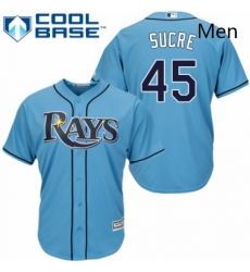 Mens Majestic Tampa Bay Rays 45 Jesus Sucre Replica Light Blue Alternate 2 Cool Base MLB Jersey 