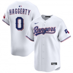 Men Texas Rangers 0 Sam Haggerty White Home Limited Stitched Baseball Jersey