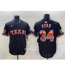 Men Texas Rangers 34 Nolan Ryan Black Mexico Limited Stitched Baseball Jersey