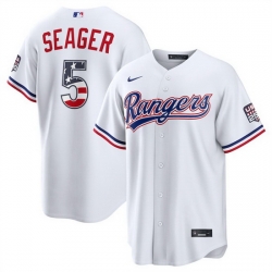 Men Texas Rangers  5 Corey Seager White 2026 USA 250 Fourth of July Home Stitched Baseball Jersey