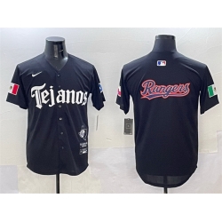 Men Texas Rangers Team Big Logo Black Mexico 2025 Vapor Premier Limited Stitched Baseball JerseyS