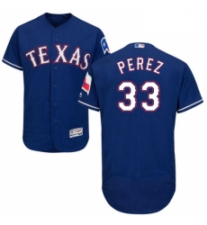 Mens Majestic Texas Rangers 33 Martin Perez Royal Blue Alternate Flex Base Authentic Collection MLB Jersey 