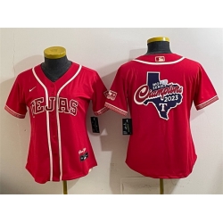 Women Texas Rangers Team Big Logo Red 2026 City Connect Stadium Stitched Baseball Jersey 001