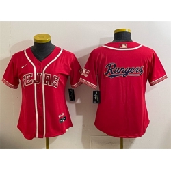 Women Texas Rangers Team Big Logo Red 2026 City Connect Stadium Stitched Baseball JerseyS
