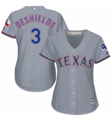 Womens Majestic Texas Rangers 3 Delino DeShields Authentic Grey Road Cool Base MLB Jersey