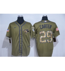 Blue Jays 29 Joe Carter Olive 2020 Nike Cool Base Jersey