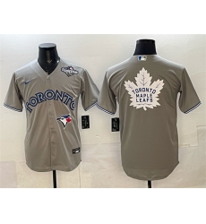 Men Toronto Blue Jays 26 Leafs Grey 2025 World Series With White Leafs Logo Cool Base Stitched Baseball Jersey Men Toronto Blue Jays 26 Leafs Grey 2025 World Series With White Leafs Logo Cool Base Stitched Baseball Jersey