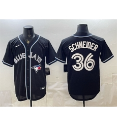 Men Toronto Blue Jays  36 Davis Schneider 2026 Fashion Replica Black Out Stitched Baseball Jersey