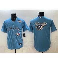 Men Toronto Blue Jays Team Big Logo Blue 2025 World Series Home Cool Base Stitched Baseball Jersey