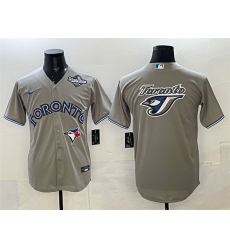 Men Toronto Blue Jays Team Big Logo Grey 2025 World Series Cool Base Stitched Baseball Jersey