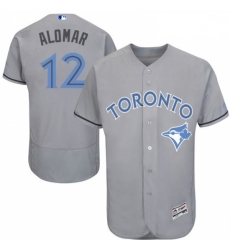 Mens Majestic Toronto Blue Jays 12 Roberto Alomar Authentic Gray 2016 Fathers Day Fashion Flex Base Jersey 