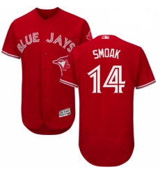 Mens Majestic Toronto Blue Jays 14 Justin Smoak Scarlet Flexbase Authentic Collection Alternate MLB Jersey 