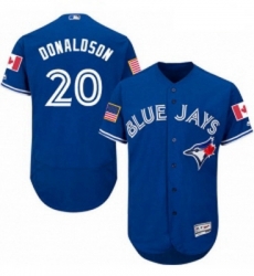 Mens Majestic Toronto Blue Jays 20 Josh Donaldson Authentic Royal Blue Fashion Stars Stripes Flex Base Jersey