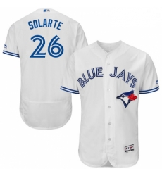 Mens Majestic Toronto Blue Jays 26 Yangervis Solarte White Home Flex Base Authentic Collection MLB Jersey