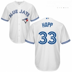 Mens Majestic Toronto Blue Jays 33 JA Happ Replica White Home MLB Jersey