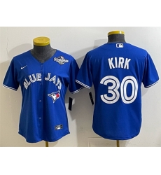 Women Toronto Blue Jays 30 Alejandro Kirk Royal 2025 World Series Cool Base Stitched Baseball Jersey 