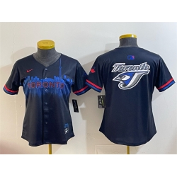 Women Toronto Blue Jays Team Big Logo Navy 2024 City Connect Limited Stitched Baseball Jersey 28Run Small 29