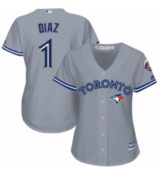 Womens Majestic Toronto Blue Jays 1 Aledmys Diaz Replica Grey Road MLB Jersey 