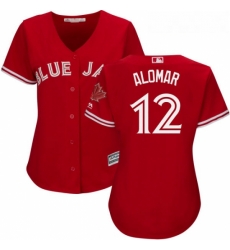 Womens Majestic Toronto Blue Jays 12 Roberto Alomar Authentic Scarlet Alternate MLB Jersey