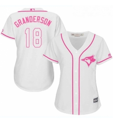 Womens Majestic Toronto Blue Jays 18 Curtis Granderson Authentic White Fashion Cool Base MLB Jersey 