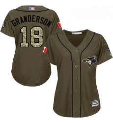 Womens Majestic Toronto Blue Jays 18 Curtis Granderson Replica Green Salute to Service MLB Jersey 