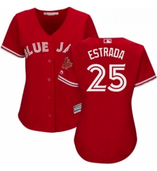 Womens Majestic Toronto Blue Jays 25 Marco Estrada Authentic Scarlet Alternate MLB Jersey