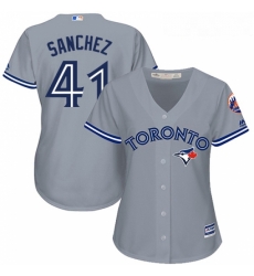 Womens Majestic Toronto Blue Jays 41 Aaron Sanchez Authentic Grey Road MLB Jersey