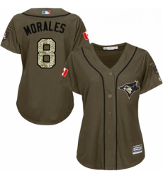 Womens Majestic Toronto Blue Jays 8 Kendrys Morales Replica Green Salute to Service MLB Jersey