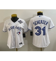 Youth Toronto Blue Jays 31 Max Scherzer White 2025 World Series Cool Base Stitched Baseball Jersey