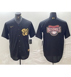 Men Washington Nationals Black Team Big Logo Cool Base Stitched Baseball Jersey