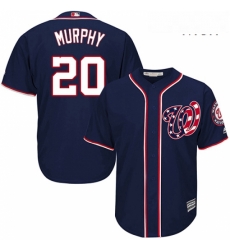 Mens Majestic Washington Nationals 20 Daniel Murphy Replica Navy Blue Alternate 2 Cool Base MLB Jersey